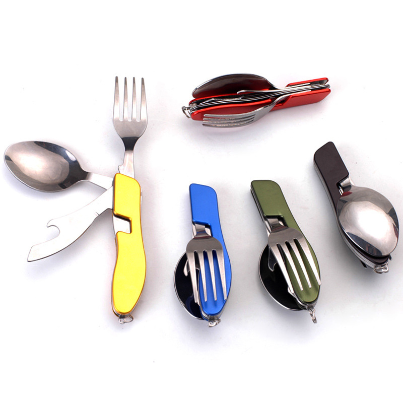 Външен многофункционален комплект с прибори за хранене с четири ножа, вилици и лъжици